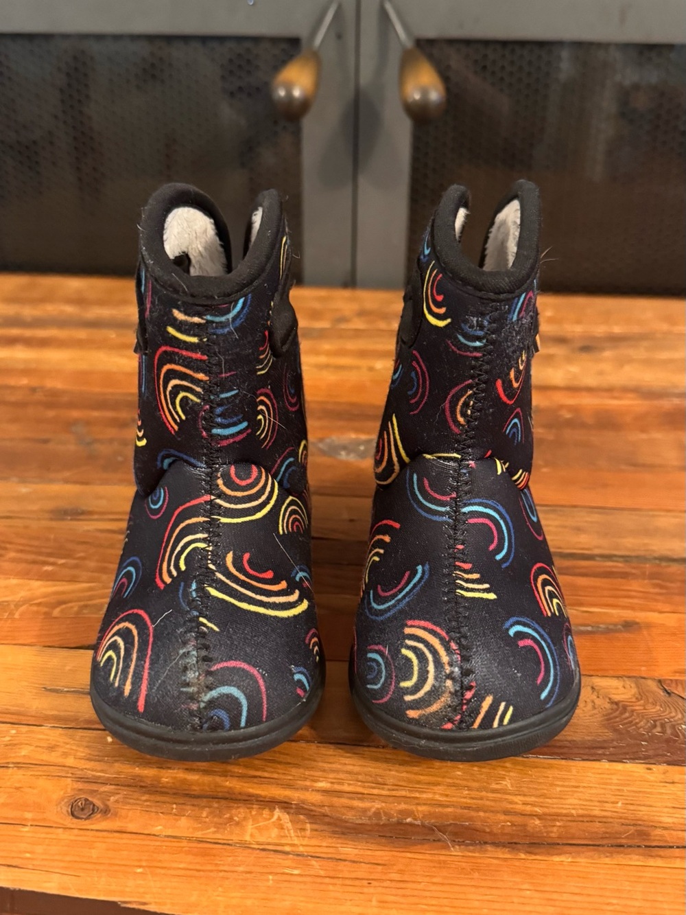 Bogs Black Toddler Rain & Snow Boots with Multicolor Swirl Pattern - Size T6